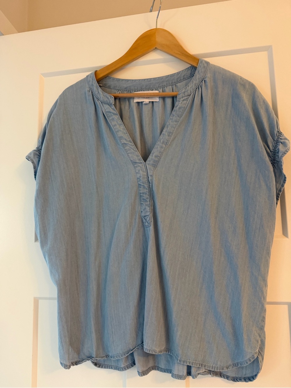Dear John Light Blue Denim-Look V-Neck Blouse